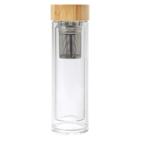Glass and bamboo bottle with tea infuser (420 ml) 9135_011 (Brown)