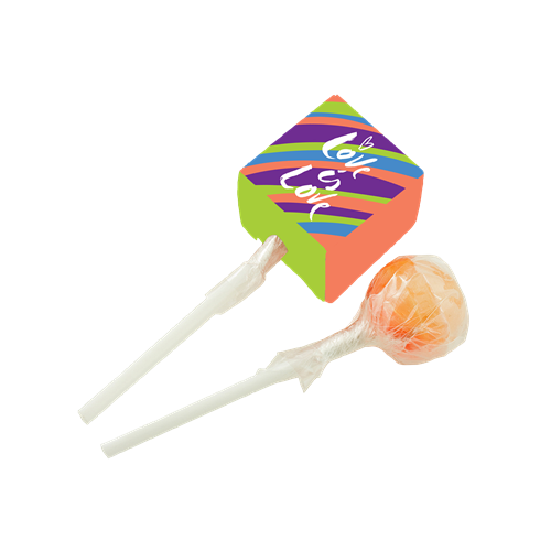 Ball lollipop in a printed card cube C-0035_000 (Custom made)