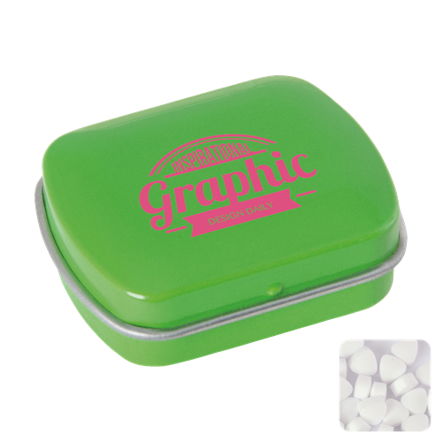 Mini hinged mint tin with extra strong mints C-0102_029 (Light green)