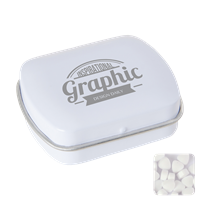 Mini hinged mint tin with extra strong mints C-0102_002 (White)