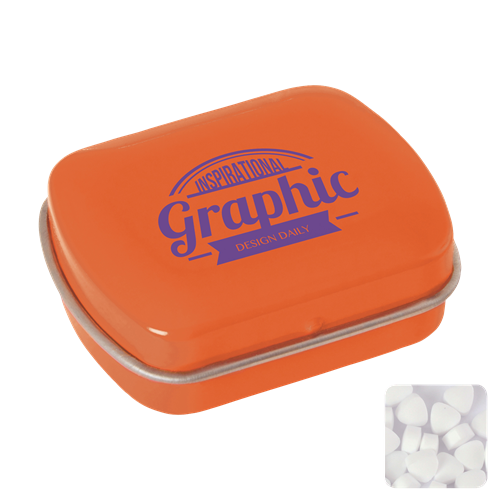 Mini hinged mint tin with extra strong mints C-0102_007 (Orange)