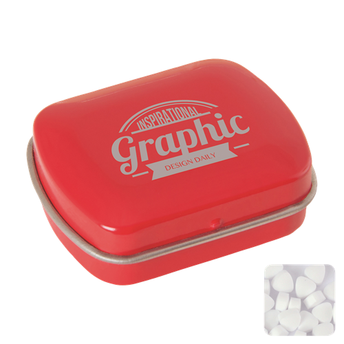 Mini hinged mint tin with extra strong mints C-0102_008 (Red)