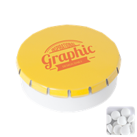 Round pot with sugar free mints C-0108_006 (Yellow)