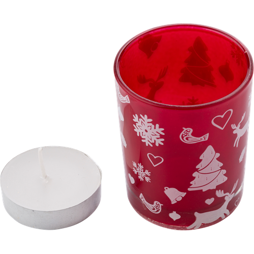 Glass candle holder 5039_008 (Red)
