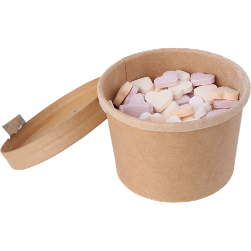 BioBrand Kraft cardboard tub (240ml) sugar hearts C-0644_011 (Brown)
